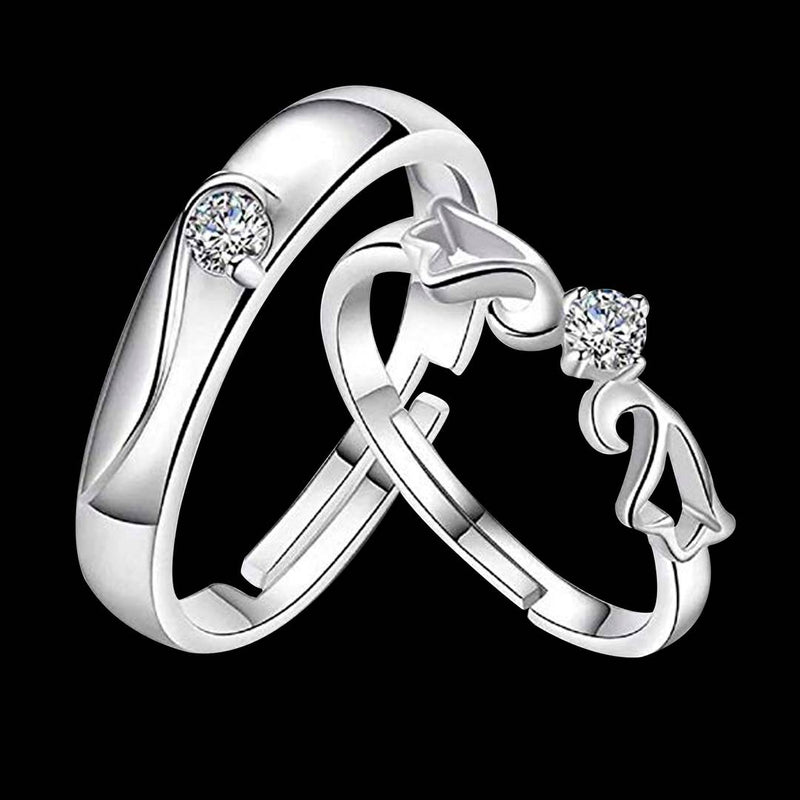 Silver Plated Elegant Adjustable Couple Rings