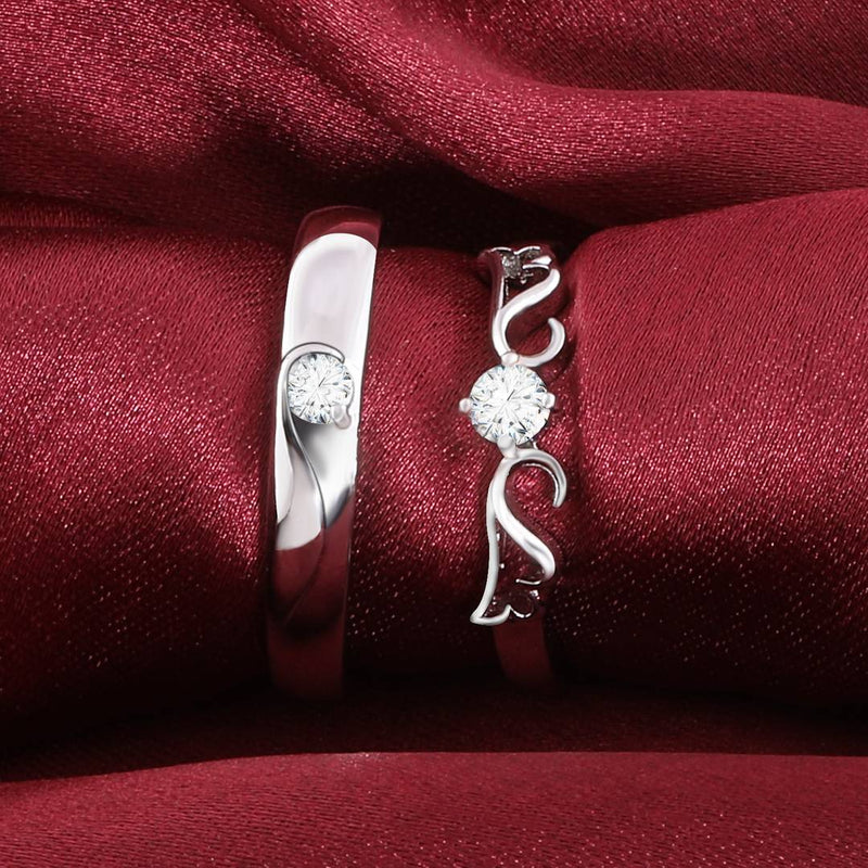 Silver Plated Elegant Adjustable Couple Rings