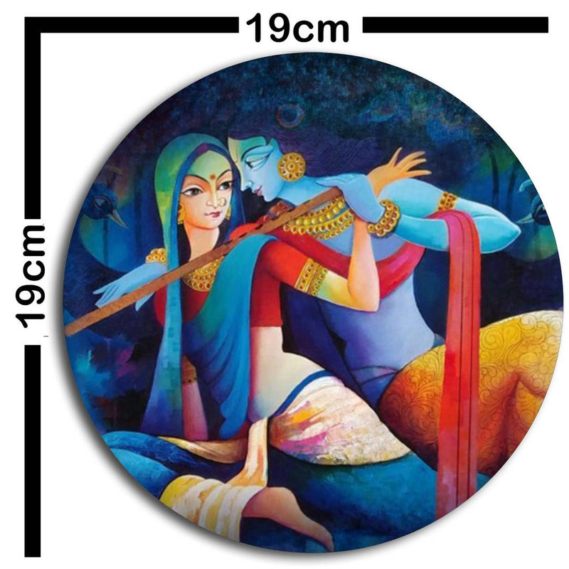 Studio Shubham wooden Lord krishna abstract wall plates hanging(Set of 3)