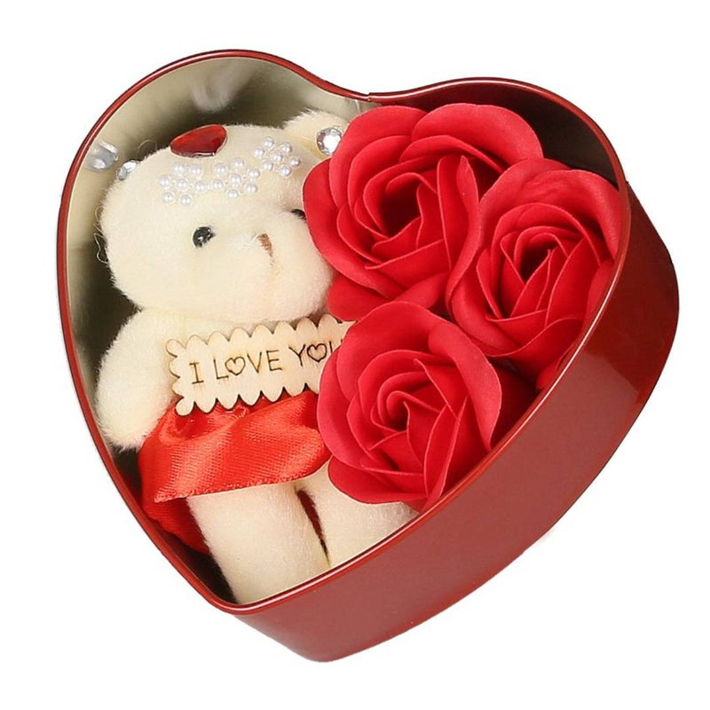 Valentine Day Gift for Wife, Special Valentine's Day Gift for Lover, Valentine's Day Gift for Lover, Valentine Day Gift for Wife (Heart Shaped Box with Teddy and Roses)