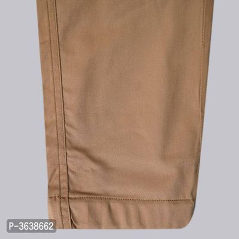 Men's Khaki Cotton Blend Solid Mid-Rise Regular Fit Cargo Pants