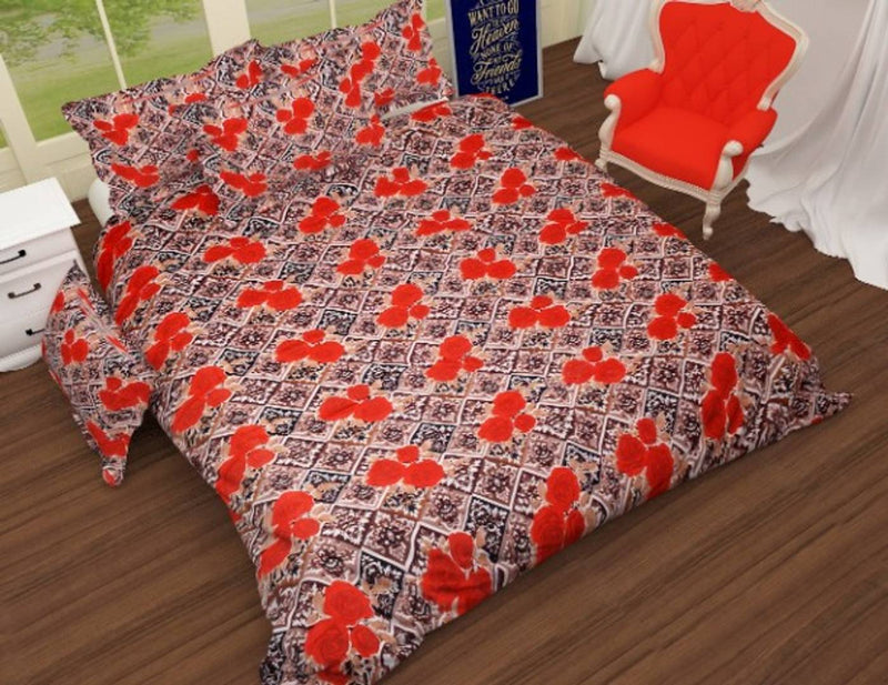 Polycotton Double Bed Bedsheet with 2 Pillow Cover