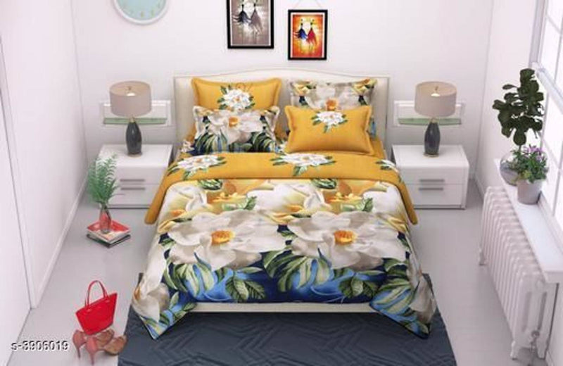 Polycotton Double Bed Bedsheet with 2 Pillow Cover