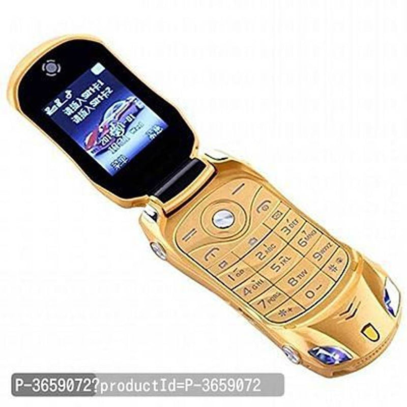 Ringme R1 Car Design Keypad Flip Phone with Dual Sim | 0.08mp Camera Mp3 Player (Gold)