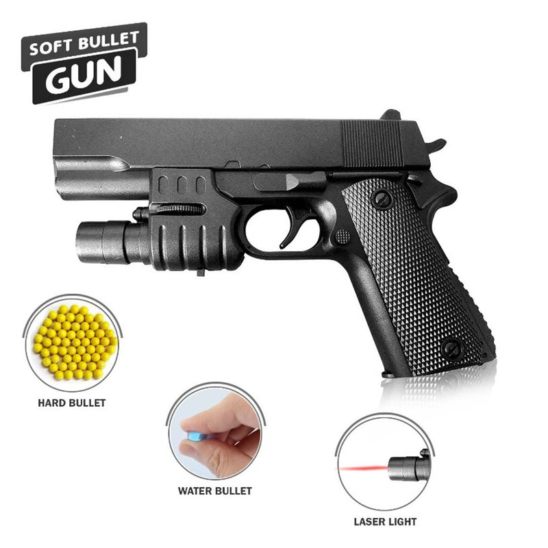 NHR Soft Bullet Gun for Kid's with Water Bullet , Laser Light and 6mm BB Bullets (Multi Color)