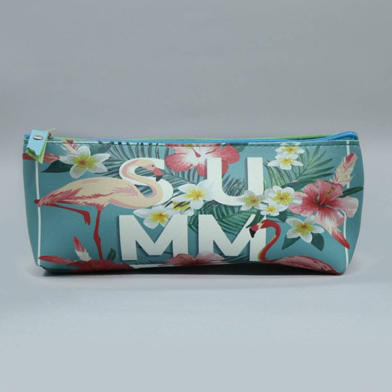 Trendy Flamingo and Hibiscus Print Multipurpose Pouch