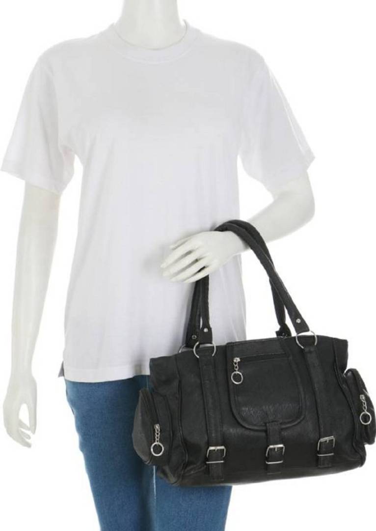 Black PU Handbag With 2 Compartment stylish choice