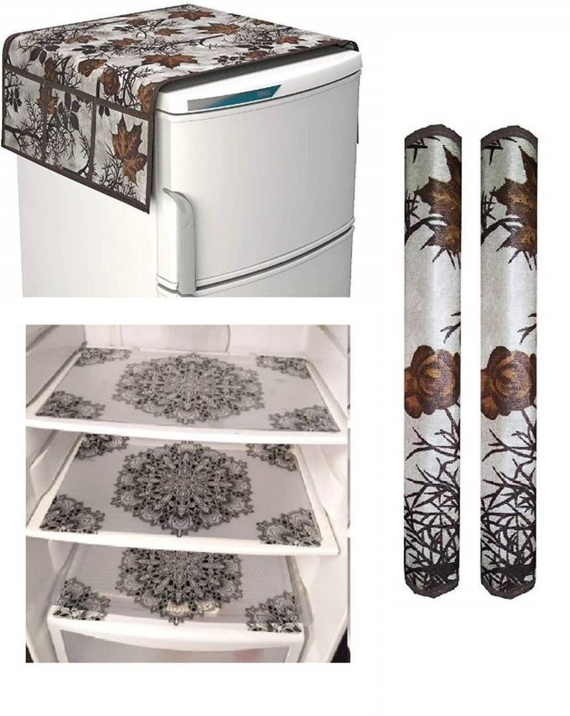 Combo of Fridge top, Handle covers and fridge mats- Pack of 6