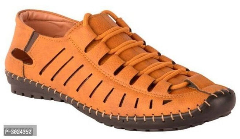 Men's Stitched Tan Shoe Style Sandals