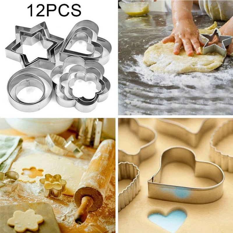 Stainless Steel Cookie Biscuit Cutter Pastry Maker, Pack of 12 Cookie Cutter  (Pack of 12)