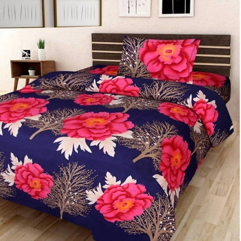 Beautiful Multicoloured  Polycotton Single Bedsheet With 1 Pillow Cover