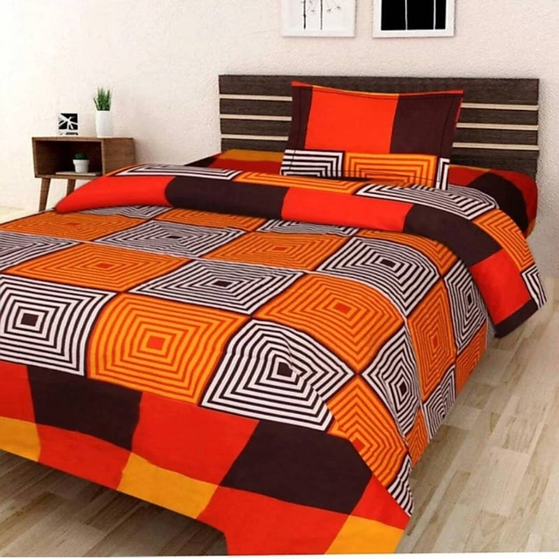 Beautiful Multicoloured  Polycotton Single Bedsheet With Pillow Cover