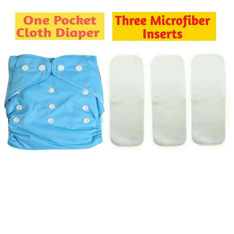 REUSABLE CLOTH 1 DIAPER WITH 3 MICROFIBER INSERT