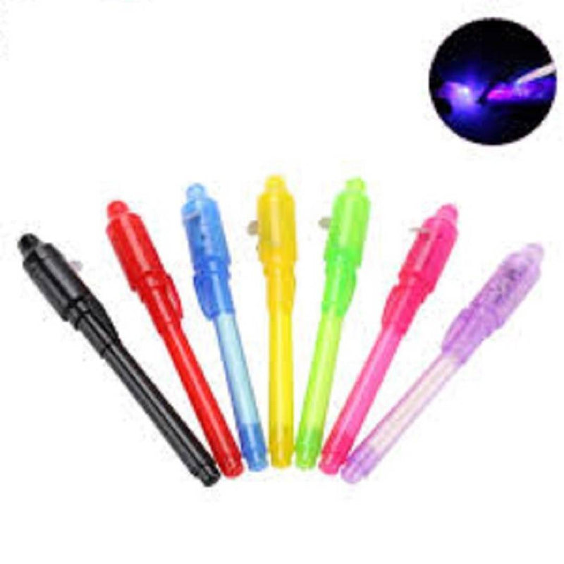 Magic Pen 2 In 1 UV Graffiti Black Light Combo Invisible Ink Marker Highlighter (PACK OF 7, RANDOM COLOR)