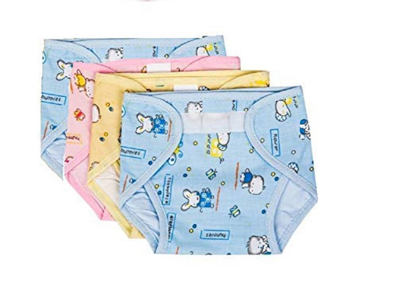 Set of 4 Baby Nappy with Inner & Outer Soft PVC Plastic Waterproof Medium size(6-12 Months)