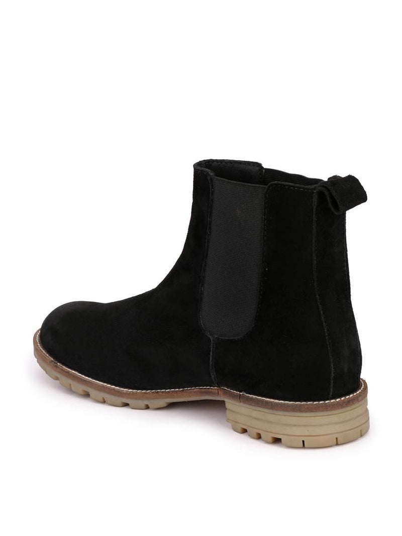 Men's Black Suede Leather Outdoor Chelsea Boots