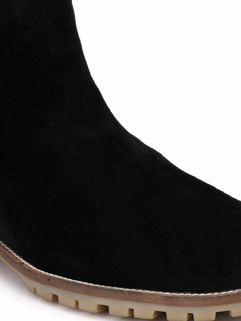 Men's Black Suede Leather Outdoor Chelsea Boots