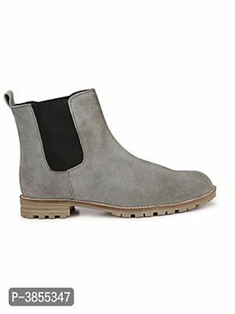 Men's Grey Suede Leather Outdoor Chelsea Boots