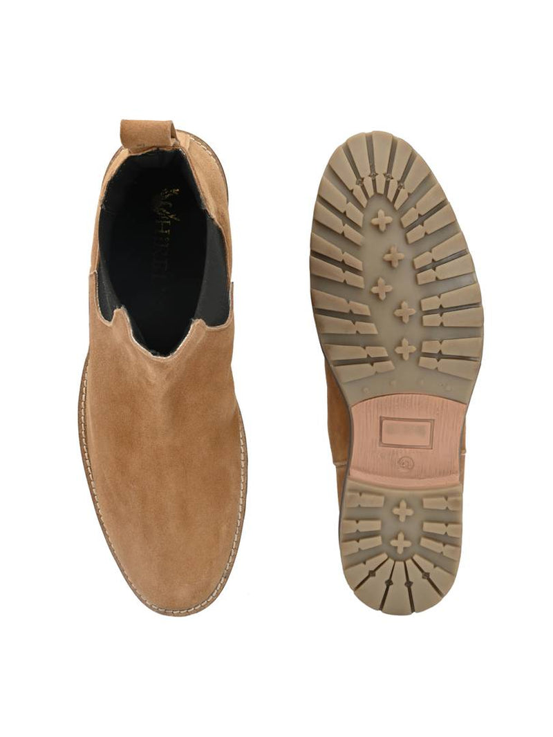 Men's Tan Suede Leather Outdoor Chelsea Boot