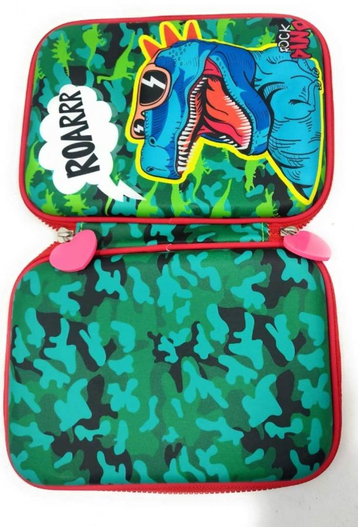 Pencil Boxes for Boys Stylish Dinosaur 3D EVA Hardtop Pencil Pouches for Girls and Boys,Pencil Box for Kids (Rock and Roll Dino)