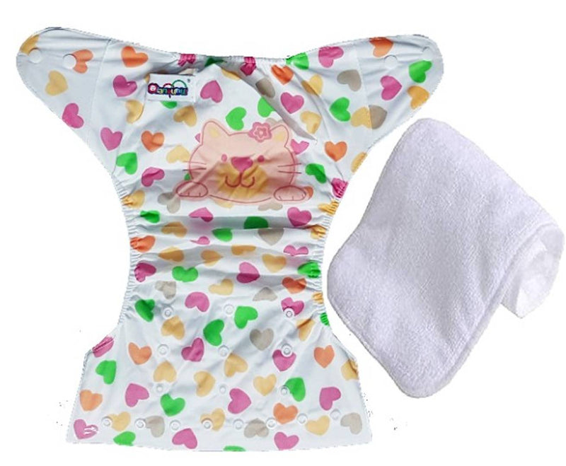 Printed Washable Reusable Adjustable Cloth Diapers With Absorbing Insert Pad
