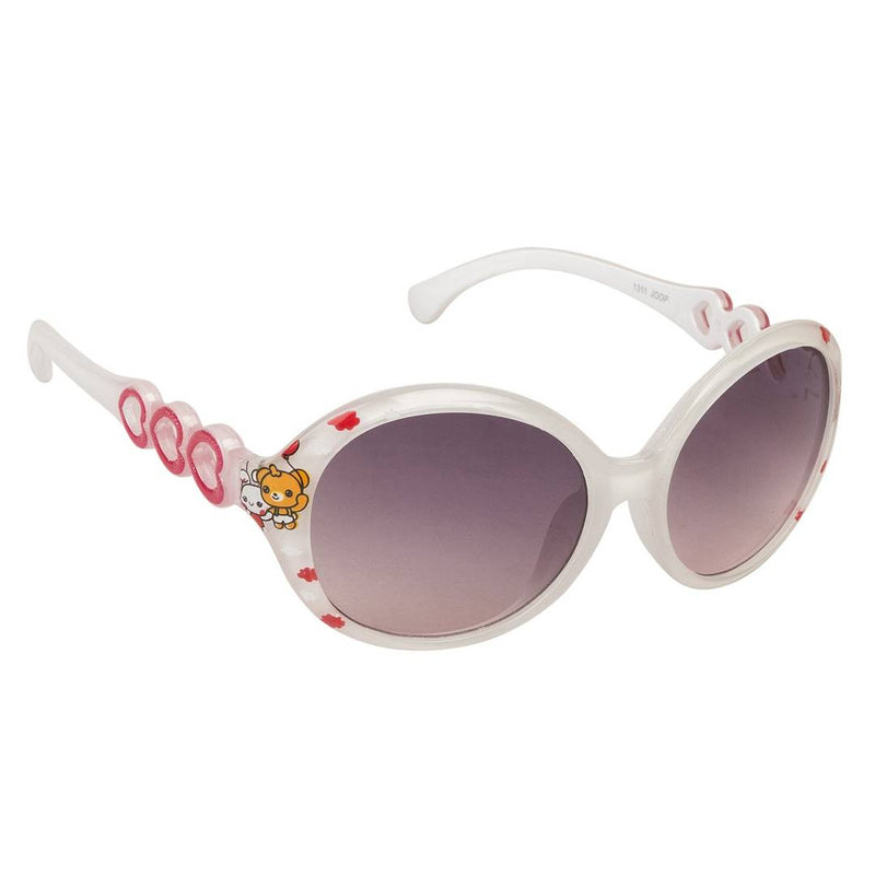 White Round Full Rim UV Protected Sunglasses for Girls