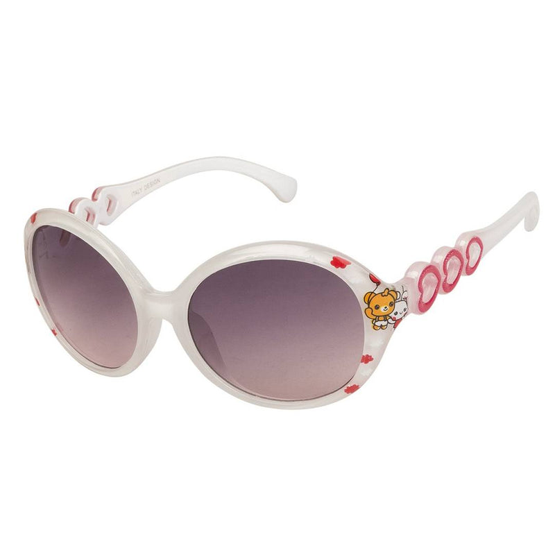 White Round Full Rim UV Protected Sunglasses for Girls