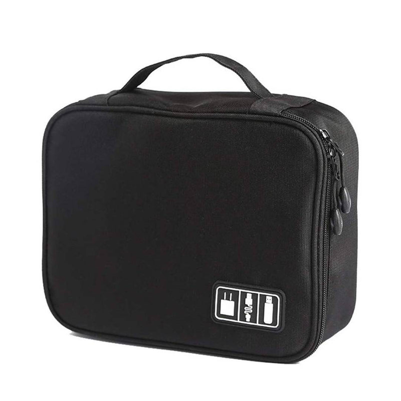 Electronics Accessories Organizer Bag, Universal Carry Travel Gadget Bag for Cables, Plug and More, Perfect Size Fits for Pad Phone Charger Hard Disk (Charcoal Black)