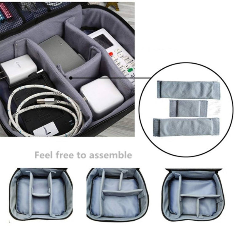 Electronics Accessories Organizer Bag, Universal Carry Travel Gadget Bag for Cables, Plug and More, Perfect Size Fits for Pad Phone Charger Hard Disk (Charcoal Black)