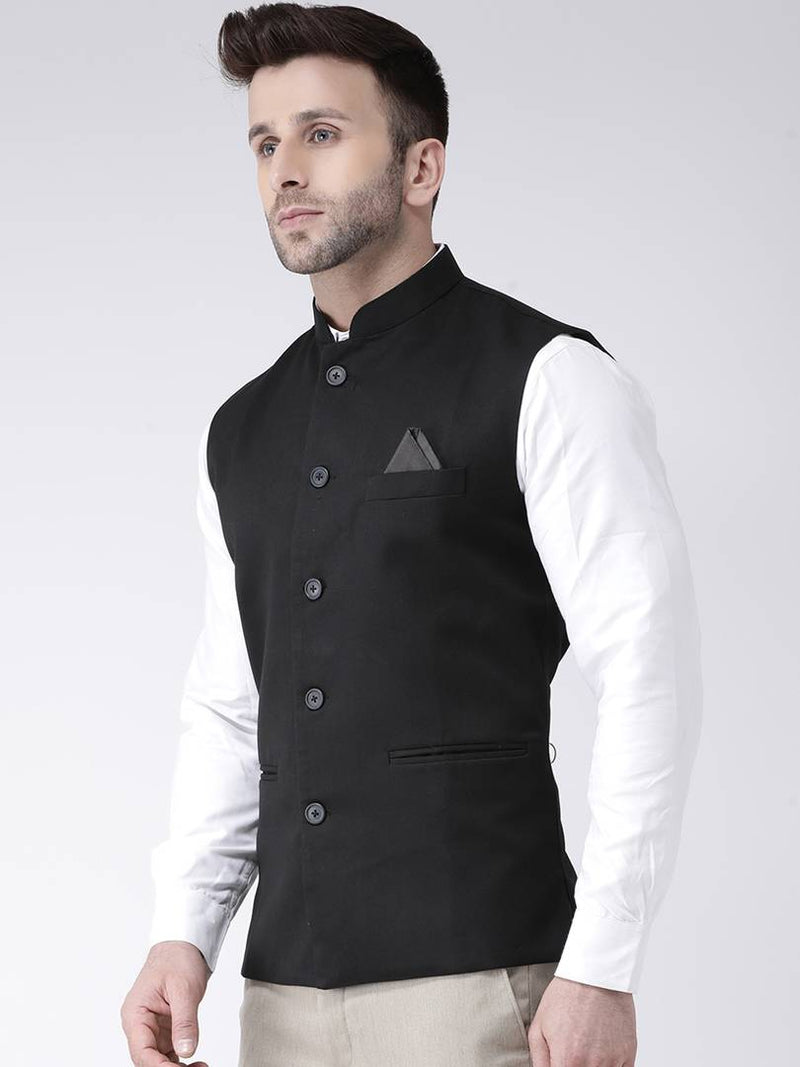 Polyester Viscose Solid Ethnic Jacket For Men