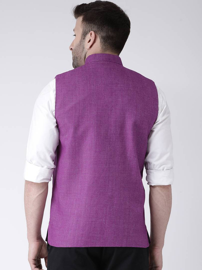 Khadi Linen Solid Ethnic Jacket For Men