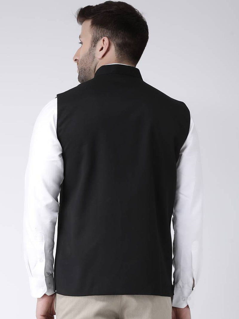 Polyester Viscose Solid Ethnic Jacket For Men