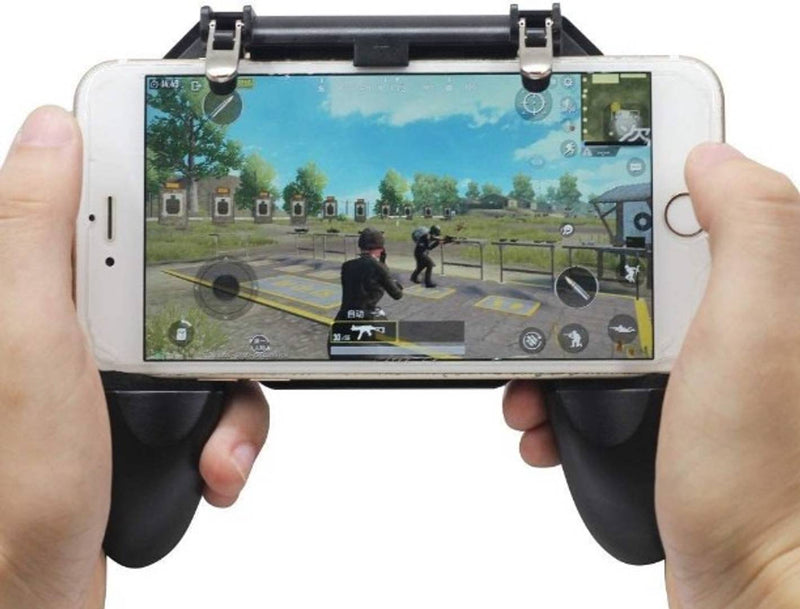 W10 Mobile Game PUBG Controller Key Grip Gaming Joysticks Gamepad for Android iOS Compatible Phone (Black)