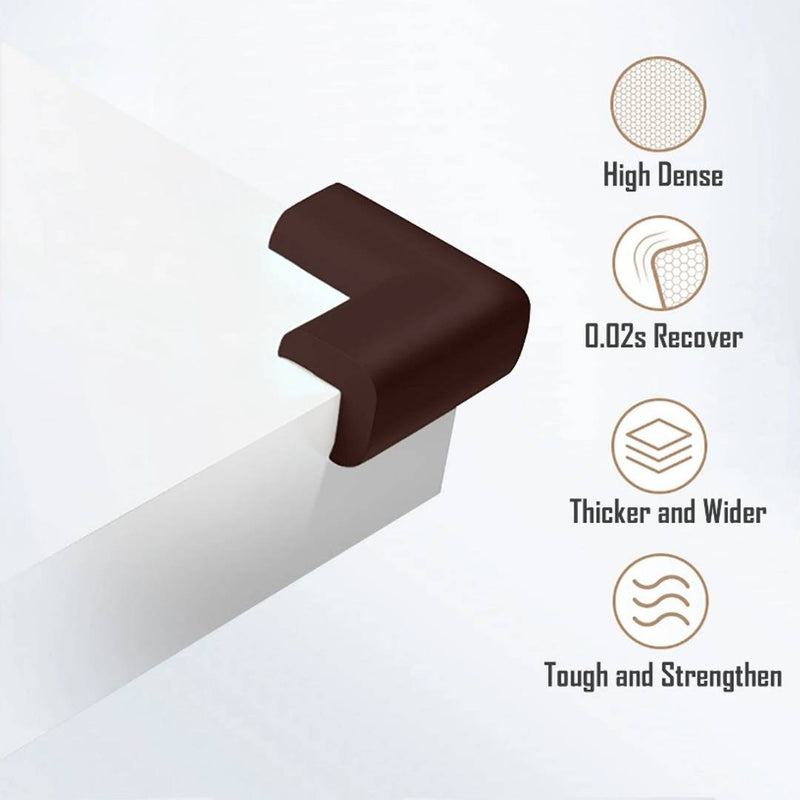 Safety L Shaped Corner Guard Edge Protector  (Brown  - Pack Of 12)
