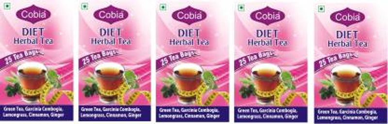 Cobia Diet(Slimming) Herbal Tea 25 Tea bags Pack Of 5 Garcinia, Cinnamon, Lemon Grass Herbal Tea Bags Tetrapack  (250 g) - Price Incl. Shipping