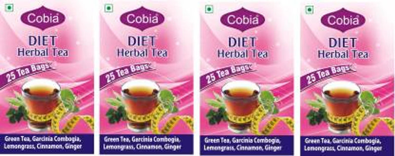 Cobia Diet(Slimming) Herbal Tea 25 Tea bags Pack Of 4 Garcinia, Cinnamon, Lemon Grass Herbal Tea Bags Tetrapack  (200 g) - Price Incl. Shipping