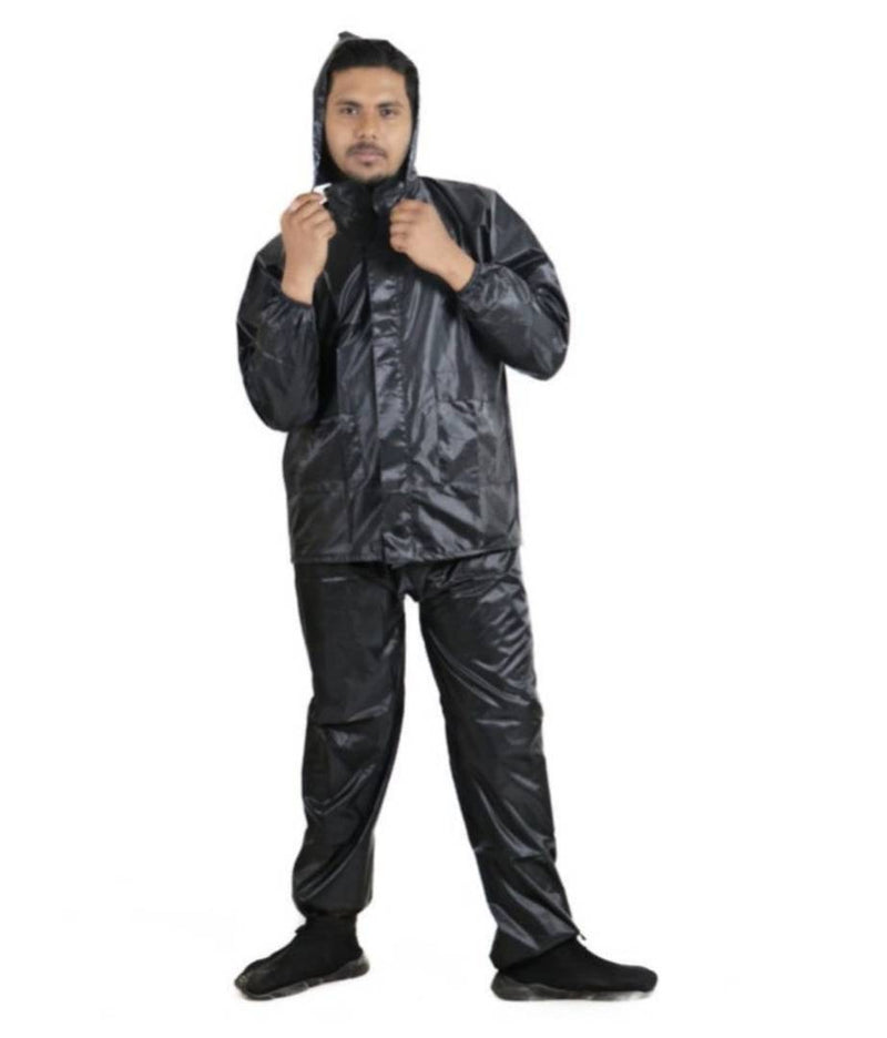 Men's Black Rain Suit Top & Bottom Set