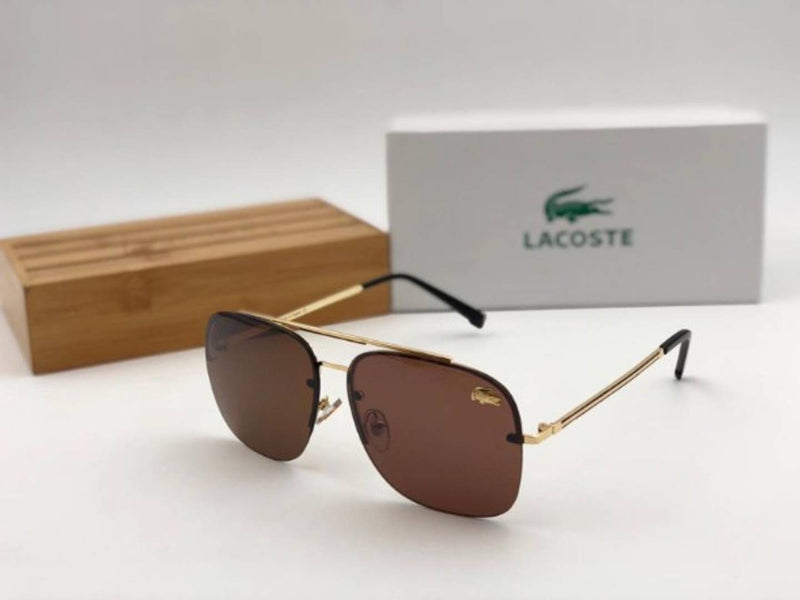 Men's And Women's Stylish Brown Lens To Gold Metal Frame Sunglasses