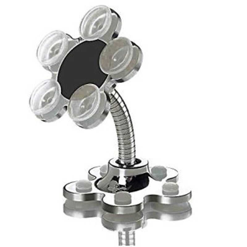 Exclusive Flower Shape Holder Car & Mount Sucker Stand 360° Rotatable Multi-Angle Phone Metal Mobile Holder