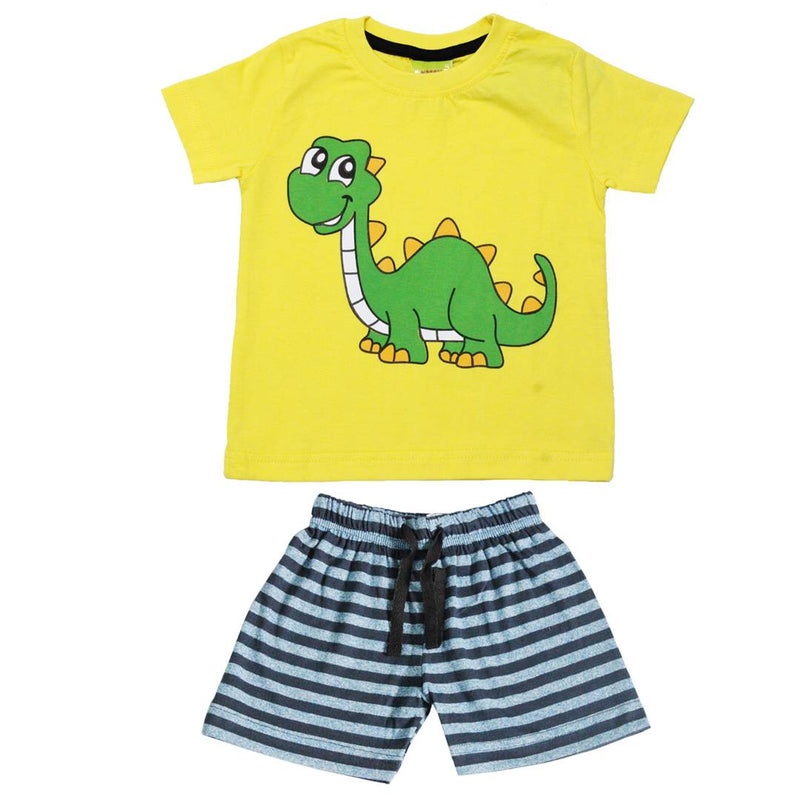 Boy's Printed Multicoloured Cotton T-Shirts with Shorts (Set of 1)