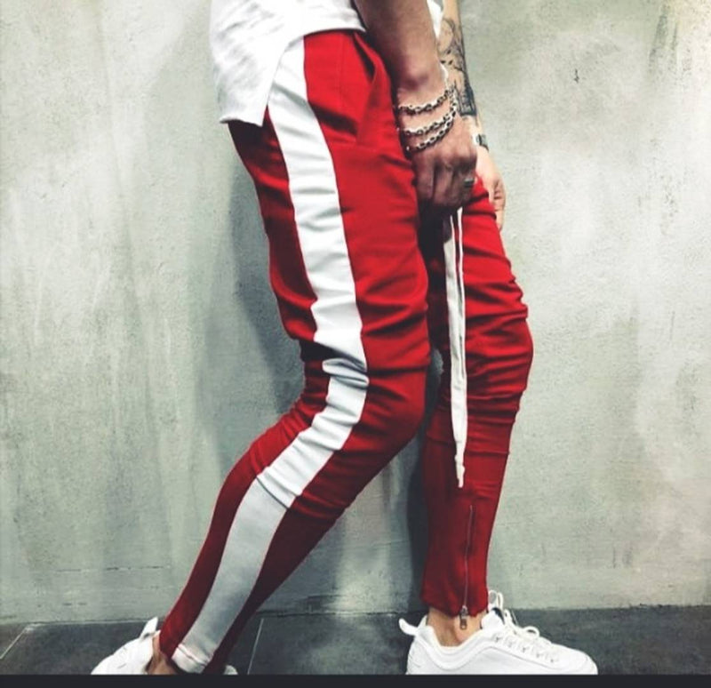 Men's Red Self Pattern Cotton Comfort Fit Joggers