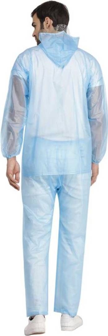 NHR Unisex Transparent PVC 100% Waterproof Raincoat, Rainwear for Men and Women- Free Size (Blue)