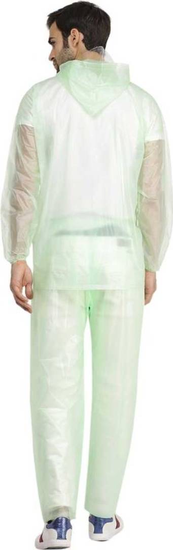 NHR Unisex Transparent PVC 100% Waterproof Raincoat, Rainwear for Men and Women- Free Size (Green)