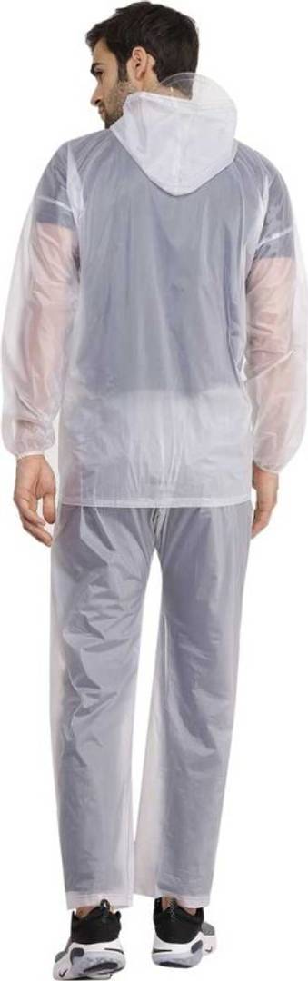 NHR Unisex Transparent PVC 100% Waterproof Raincoat, Rainwear for Men and Women- Free Size (White)