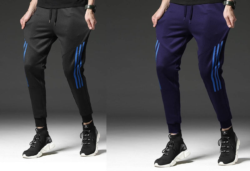 Men Multicoloured Solid Polyester Slim Fit Joggers (Pack of 2)