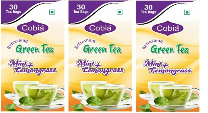 Cobia Green Tea (Mint + lemongrass) 30 Tea bags Pack of 3-Price Incl. Shipping