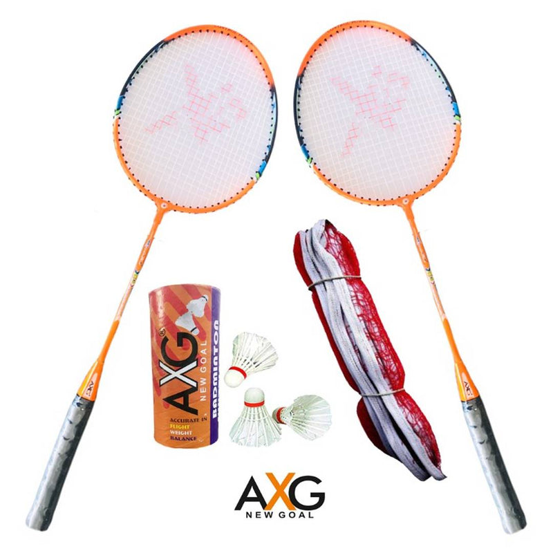 AXG New Goal AX-8 Rugged Aluminium Badminton Set (2 Racquets, 3 Shuttlecocks, 1 Net) Badminton Kit