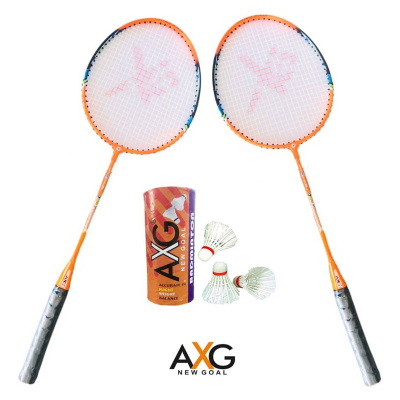 AXG New Goal AX-8 Robust Aluminium Badminton Set (2 Racquets, 3 Shuttlecocks) Badminton Kit