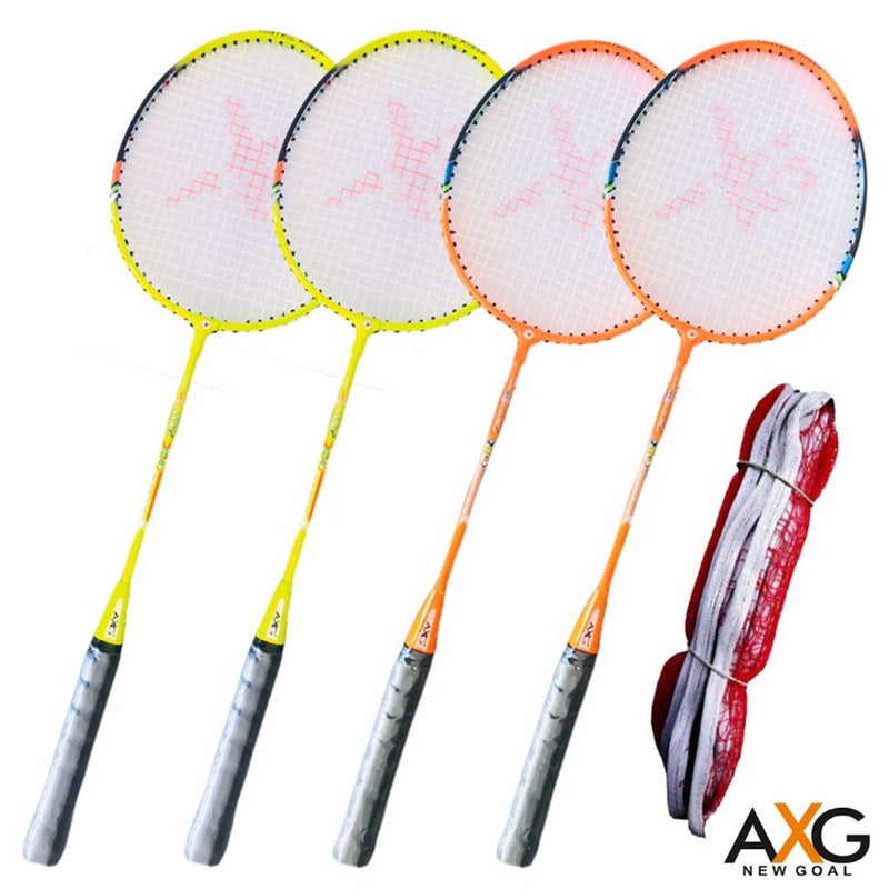 AXG New Goal Service Badminton KIt (Set of 4 Rackets With Net)