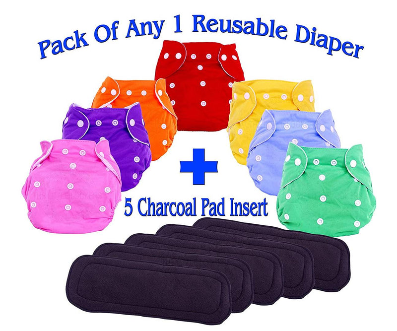 Adjustable Cloth Diaper Nappy With Bamboo Charcoal Diaper Liners Insert Pads For Kids I Age 0-2 Years